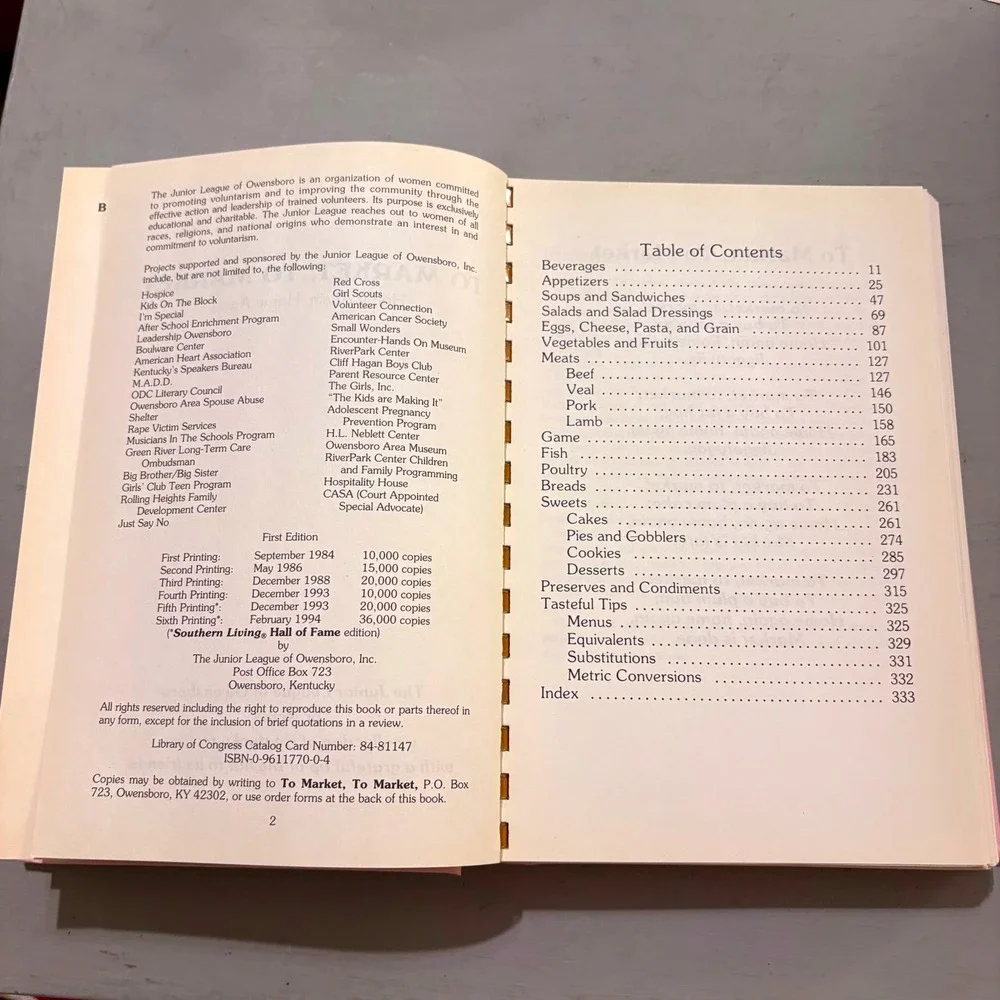 Vtg 1984 To Market To Market‎ Cookbook Junior League Owensboro KY Cottagecore